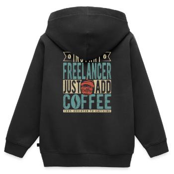 Instant Freelancer Il suffit d’ajouter du café - Sweat Premium à capuche zippé enfant bio - noir - Dos - AI Model Kid Male (0cm)