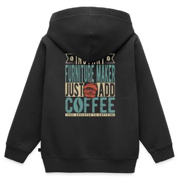 Fabricant de meubles instantané Il suffit d’ajouter du café - Sweat Premium à capuche zippé enfant bio - noir - Dos - AI Model Kid Male (0cm)