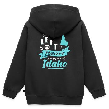 Idaho Souvenir Amour - Sweat Premium à capuche zippé enfant bio - noir - Dos - AI Model Kid Male (0cm)