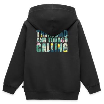 Vacances souvenir à Trinité-et-Tobago - Sweat Premium à capuche zippé enfant bio - noir - Dos - AI Model Kid Male (0cm)