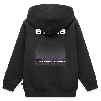 Sterne leuchten mit Dunkelheit - Kinder Premium Organic Zip Hoodie - Schwarz - Hinten - AI Model Kid Male (0cm)