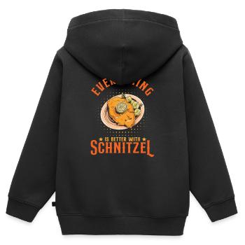 Mit Schnitzel ist alles besser - Kinder Premium Organic Zip Hoodie - Schwarz - Hinten - AI Model Kid Male (0cm)