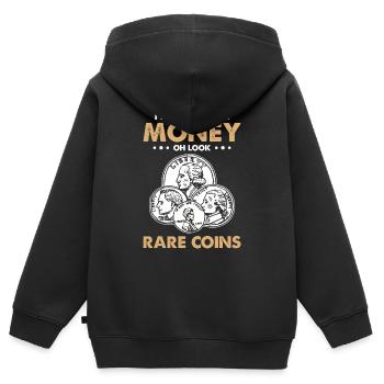 Collectionneur de pièces rares - Sweat Premium à capuche zippé enfant bio - noir - Dos - AI Model Kid Male (0cm)
