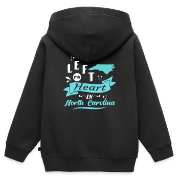 North Carolina Souvenir Liebe - Kinder Premium Organic Zip Hoodie - Schwarz - Hinten - AI Model Kid Male (0cm)