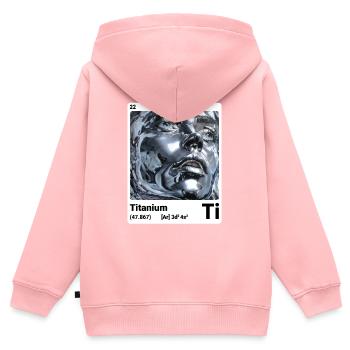 AI am Titanium (wt) - Kids Premium Organic Zip-up Hoodie - rose - Back - AI Model Kid Female (0cm)
