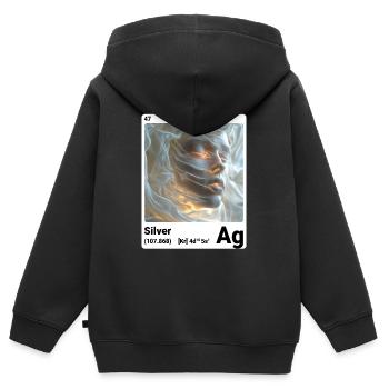 AI am Silber (wt) - Kinder Premium Organic Zip Hoodie - Schwarz - Hinten - AI Model Kid Male (0cm)
