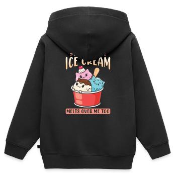 Je me demande si la crème glacée fond sur moi trop kawaii - Sweat Premium à capuche zippé enfant bio - noir - Dos - AI Model Kid Male (0cm)