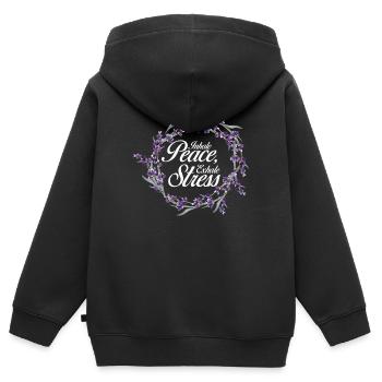 Aromatherapie Lavendel Atmen Frieden Ausatmen Stress - Kinder Premium Organic Zip Hoodie - Schwarz - Hinten - AI Model Kid Male (0cm)