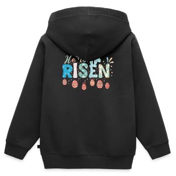 Er ist auferstanden Thema der Osterfeier - Kinder Premium Organic Zip Hoodie - Schwarz - Hinten - AI Model Kid Male (0cm)