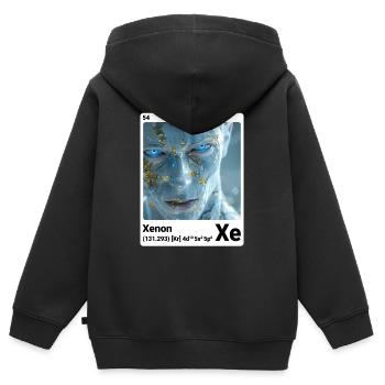 AI am Xenon (at) - Kinder Premium Organic Zip Hoodie - Schwarz - Hinten - AI Model Kid Male (0cm)