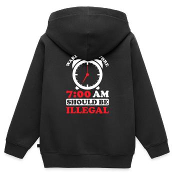Getting up before 7 a.m. is prohibited - Kids Premium Organic Zip-up Hoodie - black - Back - AI Model Kid Male (0cm)