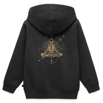 Himmlische Skelett Meditation - Kinder Premium Organic Zip Hoodie - Schwarz - Hinten - AI Model Kid Male (0cm)