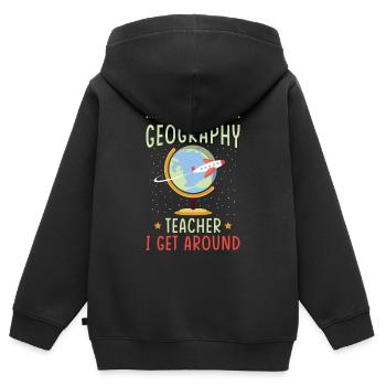 Erdkundelehrer Mit Weltkugel Motiv - Kinder Premium Organic Zip Hoodie - Schwarz - Hinten - AI Model Kid Male (0cm)