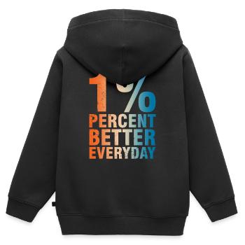 1% Besser Jeden Tag - Motivationskonzept - Kinder Premium Organic Zip Hoodie - Schwarz - Hinten - AI Model Kid Male (0cm)