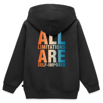 Alle Grenzen Sind Selbstauferlegt - Kinder Premium Organic Zip Hoodie - Schwarz - Hinten - AI Model Kid Male (0cm)