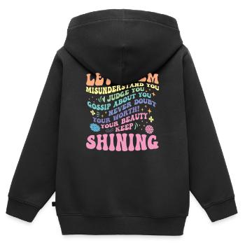 Lass Sie Reden und Strahle Weiter - Kinder Premium Organic Zip Hoodie - Schwarz - Hinten - AI Model Kid Male (0cm)