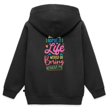 Lebensfreude Farbenfrohe Botschaft - Kinder Premium Organic Zip Hoodie - Schwarz - Hinten - AI Model Kid Male (0cm)