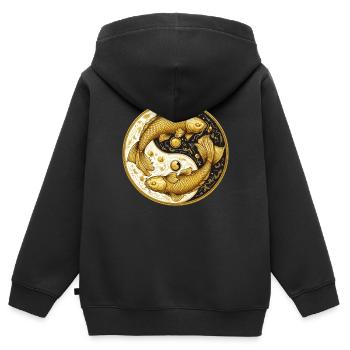 Ying Yang - Sweat Premium à capuche zippé enfant bio - noir - Dos - AI Model Kid Male (0cm)