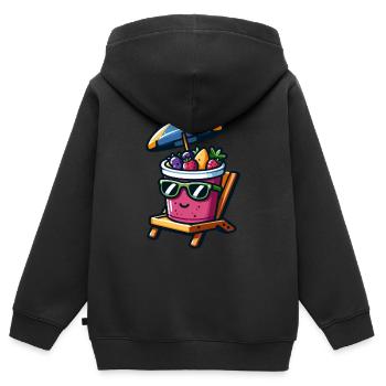 Sonnige Smoothie Bowl Entspannung - Kinder Premium Organic Zip Hoodie - Schwarz - Hinten - AI Model Kid Male (0cm)