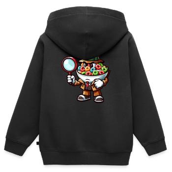 Müslischale, Charakter, Lustiger Detektiv Zum - Kinder Premium Organic Zip Hoodie - Schwarz - Hinten - AI Model Kid Male (0cm)