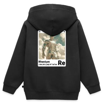 AI am Rhenium (at) Stilelement periodisch - Kinder Premium Organic Zip Hoodie - Schwarz - Hinten - AI Model Kid Male (0cm)
