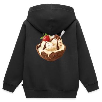 Vanilleeis Erdbeer Eisbecher Genuss Moment - Kinder Premium Organic Zip Hoodie - Schwarz - Hinten - AI Model Kid Male (0cm)