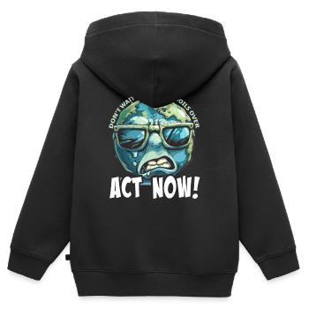 Handel Jetzt Erderwärmung Protest - Kinder Premium Organic Zip Hoodie - Schwarz - Hinten - AI Model Kid Male (0cm)