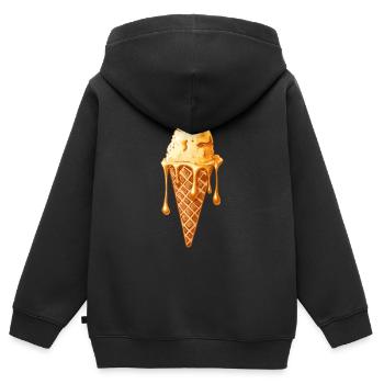 Fused Ice Cream Cone Motif - Kids Premium Organic Zip-up Hoodie - black - Back - AI Model Kid Male (0cm)
