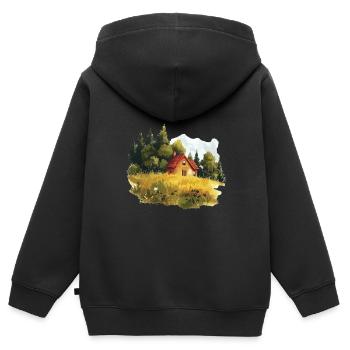 Maison de campagne confortable dans une nature idyllique - Sweat Premium à capuche zippé enfant bio - noir - Dos - AI Model Kid Male (0cm)