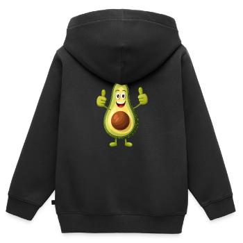 Happy Avocado Thumbs Up - Sweat Premium à capuche zippé enfant bio - noir - Dos - AI Model Kid Male (0cm)