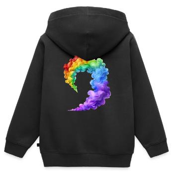 Profil de fumée coloré dans des couleurs vives - Sweat Premium à capuche zippé enfant bio - noir - Dos - AI Model Kid Male (0cm)