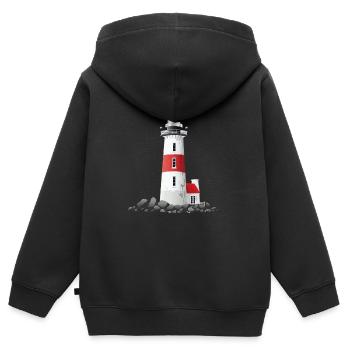 Leuchtturm An Der Felsigen Küste - Kinder Premium Organic Zip Hoodie - Schwarz - Hinten - AI Model Kid Male (0cm)