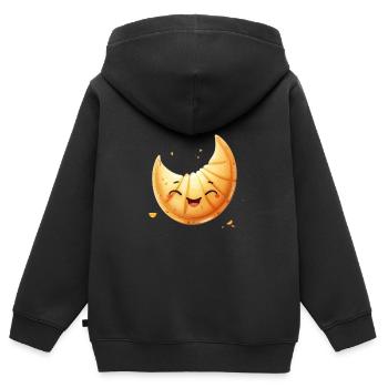 Joyeux biscuit de bonne fortune souriant - Sweat Premium à capuche zippé enfant bio - noir - Dos - AI Model Kid Male (0cm)
