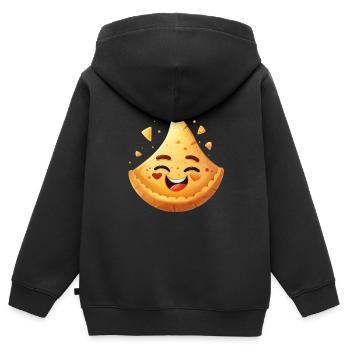 Joyeux biscuit de bonne fortune souriant - Sweat Premium à capuche zippé enfant bio - noir - Dos - AI Model Kid Male (0cm)