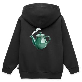 Grüne Teekanne Mit Magischem Dampf - Kinder Premium Organic Zip Hoodie - Schwarz - Hinten - AI Model Kid Male (0cm)