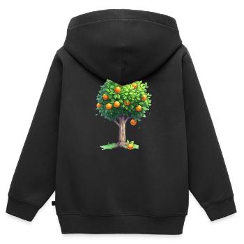Saftiger Orangenbaum In Vollblüte - Kinder Premium Organic Zip Hoodie - Schwarz - Hinten - AI Model Kid Male (0cm)