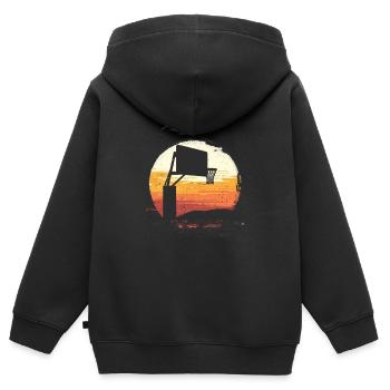 Sonnenaufgang Korbwurf Basketball Szene - Kinder Premium Organic Zip Hoodie - Schwarz - Hinten - AI Model Kid Male (0cm)