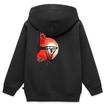 Streetball Sunset Dynamique - Sweat Premium à capuche zippé enfant bio - noir - Dos - AI Model Kid Male (0cm)