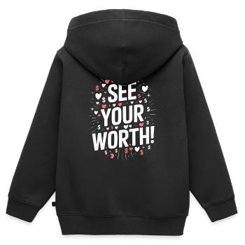 Recognize Your Worth Motivational Quote - Kids Premium Organic Zip-up Hoodie - black - Back - AI Model Kid Male (0cm)