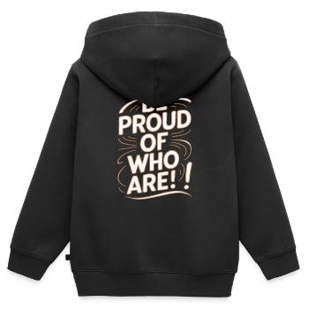 Soyez fier de vous Motivation - Sweat Premium à capuche zippé enfant bio - noir - Dos - AI Model Kid Male (0cm)