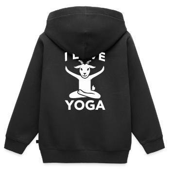 Ziegenyoga Für Entspannung Und Spaß - Kinder Premium Organic Zip Hoodie - Schwarz - Hinten - AI Model Kid Male (0cm)