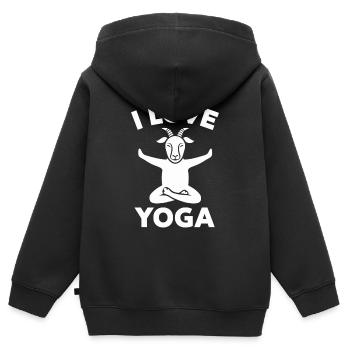 Motif d’amour et de relaxation du yoga de la chèvre - Sweat Premium à capuche zippé enfant bio - noir - Dos - AI Model Kid Male (0cm)
