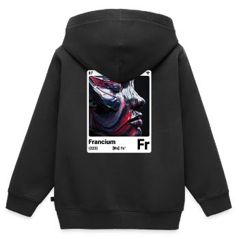 AI am Francium (wt) mode périodique nerd - Sweat Premium à capuche zippé enfant bio - noir - Dos - AI Model Kid Male (0cm)