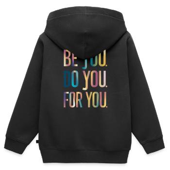 Soyez vous faites vous pour vous inspiration - Sweat Premium à capuche zippé enfant bio - noir - Dos - AI Model Kid Male (0cm)