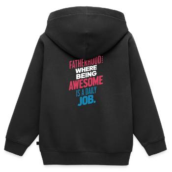 Paternité : Être génial chaque jour - Sweat Premium à capuche zippé enfant bio - noir - Dos - AI Model Kid Male (0cm)