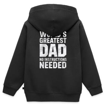 Weltbester Papa Keine Anleitung Nötig - Kinder Premium Organic Zip Hoodie - Schwarz - Hinten - AI Model Kid Male (0cm)