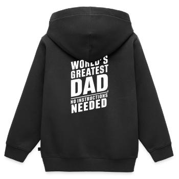 Weltbester Papa Keine Anleitung Nötig - Kinder Premium Organic Zip Hoodie - Schwarz - Hinten - AI Model Kid Male (0cm)