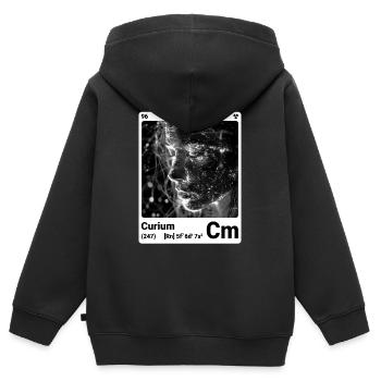 AI am Curium (wt) mode périodique nerdstyle - Sweat Premium à capuche zippé enfant bio - noir - Dos - AI Model Kid Male (0cm)