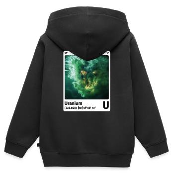 AI am Uranium (wt) mode périodique nerd - Sweat Premium à capuche zippé enfant bio - noir - Dos - AI Model Kid Male (0cm)
