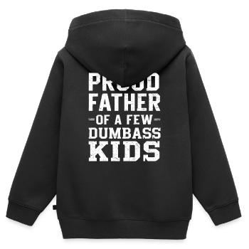 Fier père d’enfants chaotiques - Sweat Premium à capuche zippé enfant bio - noir - Dos - AI Model Kid Male (0cm)